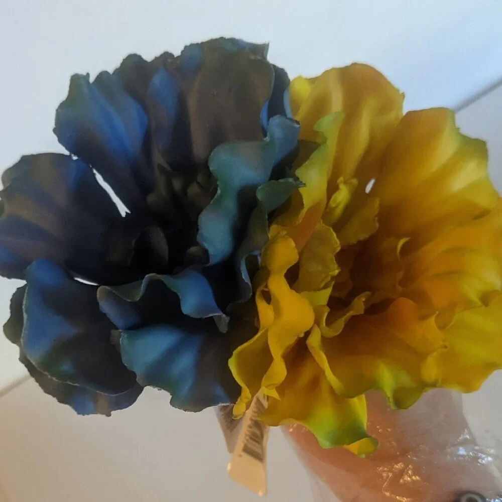 NWT Ashland 2 Blue Yellow Cabbage Succulent Stems Faux Floral Decor Michael's